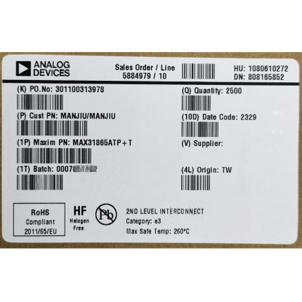 MAX31865ATP+ product photo 1